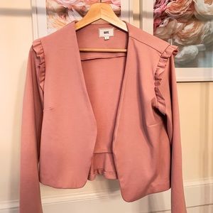 Pastel purple blazer with ruffles in the sides
